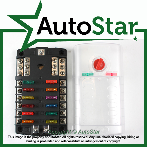 12 Way Blade Fuse Box Bus Bar Kit Car Boat Marine Fusebox Holder 12V